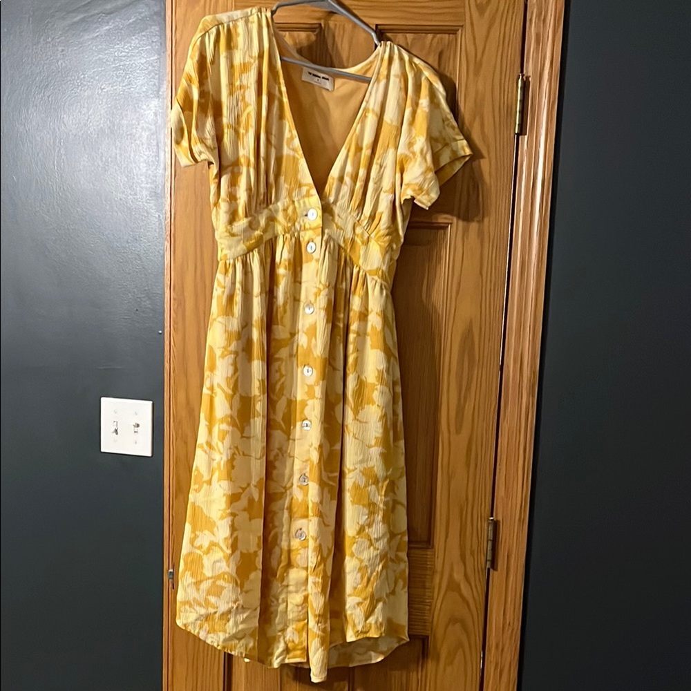 Yellow Floral Button-Down Dress